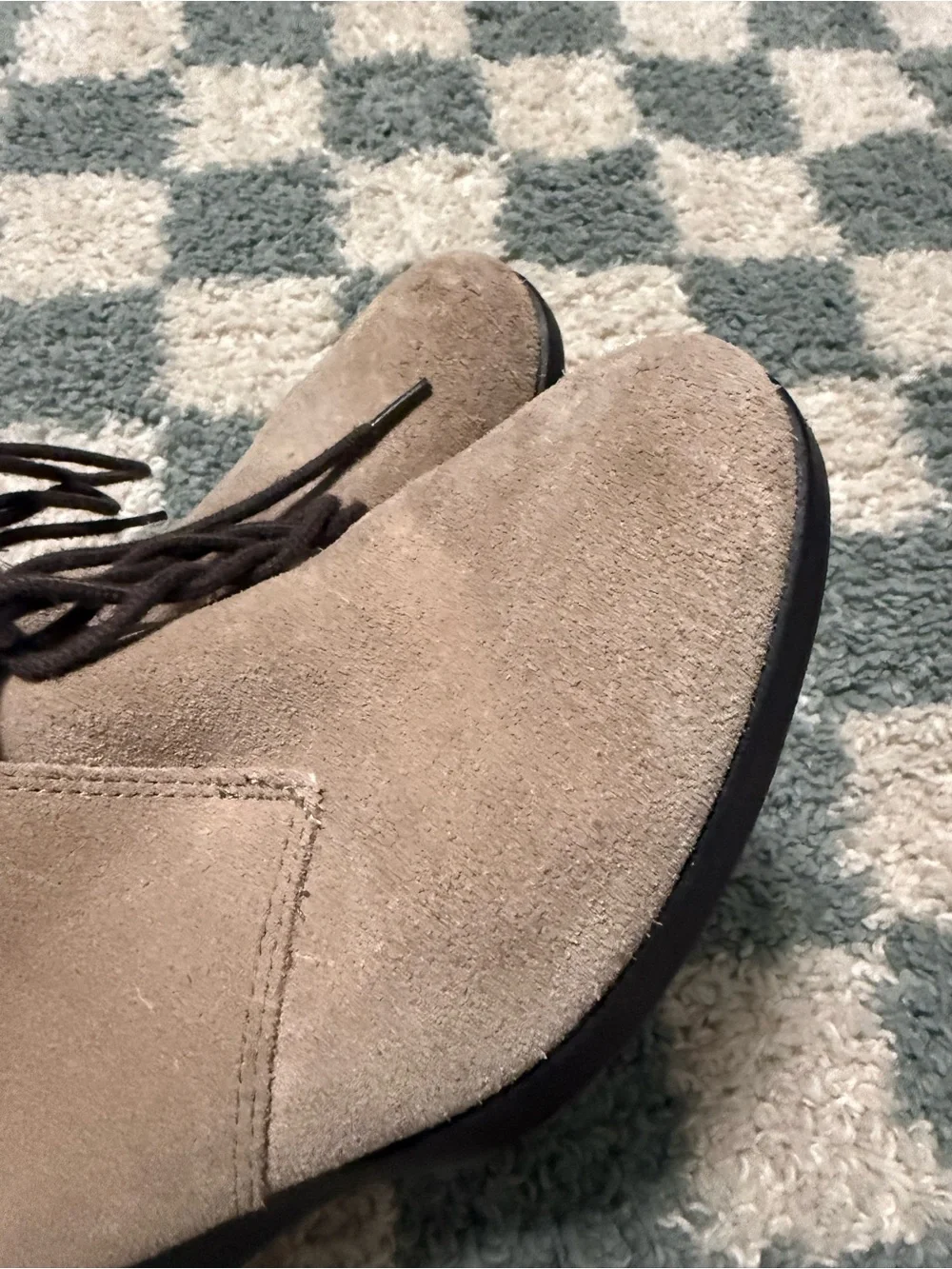 Crocs Leigh Booties Suede Wedge Ankle Lace Up Booties boots Tan Taupe Beige 10